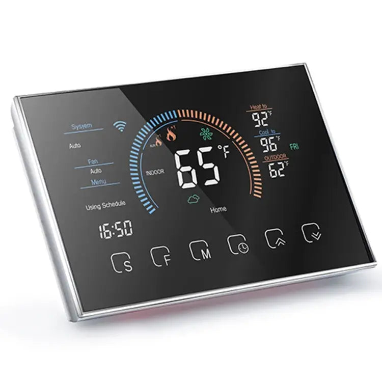 BHP-8000-WIFI-SS 3H2C Smart Home Heat Pump Round Room Brushed Mirror Housing Thermostat with WiFi AC 24V with WiFi