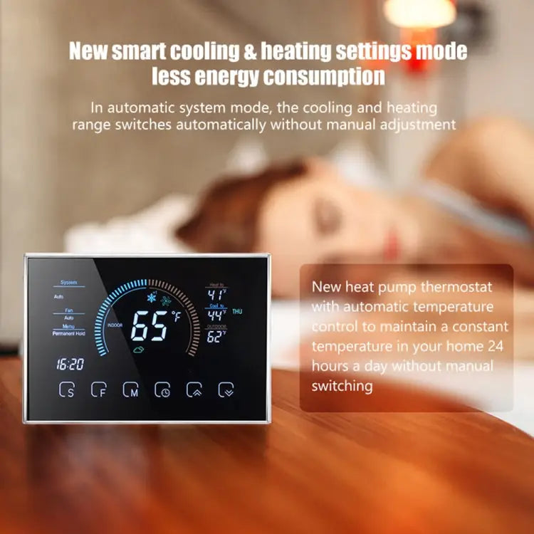 BHP-8000-WIFI-SS 3H2C Smart Home Heat Pump Round Room Brushed Mirror Housing Thermostat with WiFi AC 24V with WiFi