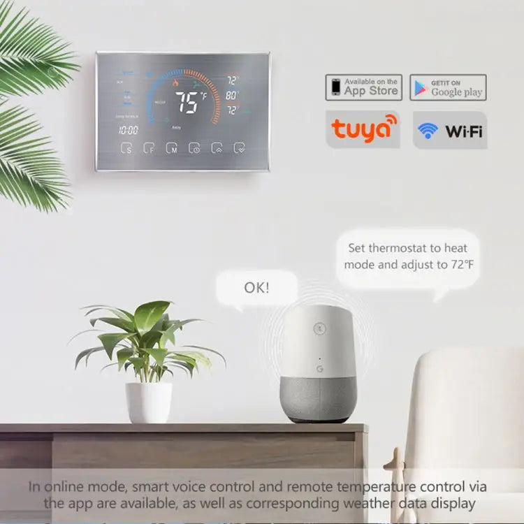 BHP-8000-WIFI-SS 3H2C Smart Home Heat Pump Round Room Brushed Mirror Housing Thermostat with WiFi AC 24V with WiFi