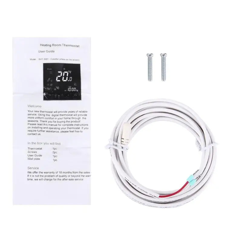 BHT-3001 16A Load Electronic Heating Type LCD Digital Heating Room Thermostat with Sensor Display Clock / Temperature