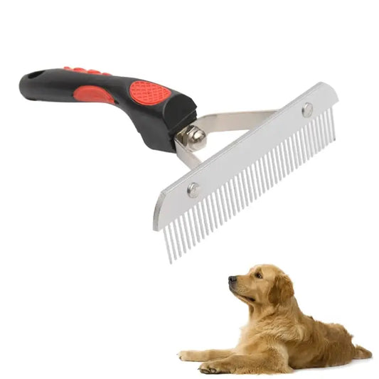 Big Dog Hair Combs Stainless Steel Pet Grooming Rake Comb Rubber Handle Hairdressing Brush Tool Size: 17.0x16.0cm Big