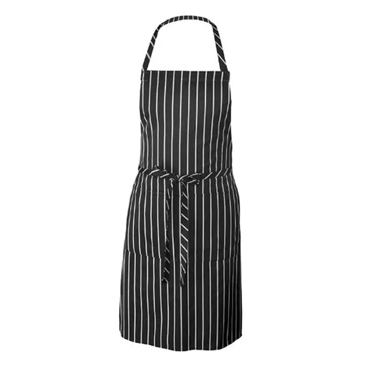Black and White Stripes Unisex Chef Waiter Barista Aprons Work Aprons Black and White Stripes Apron - Black and White