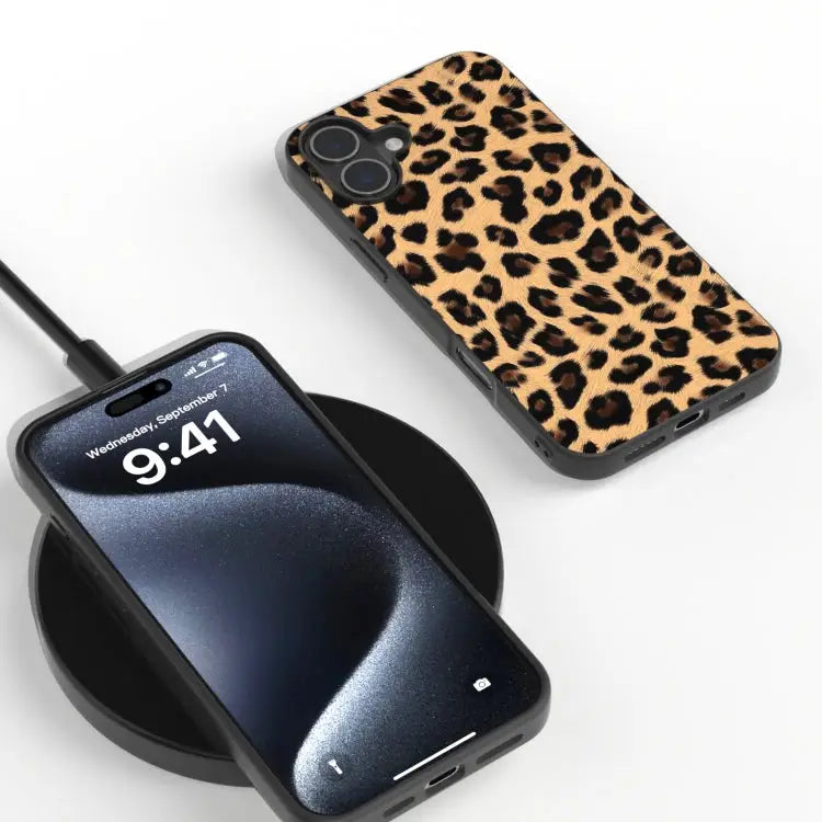 Black Frame Leopard Phone Case For iPhone 16 Plus For iPhone 16 - Apple Accessories