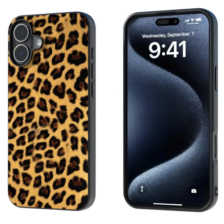 Black Frame Leopard Phone Case For iPhone 16 Plus For iPhone 16 - For iPhone 16 Plus / Golden Leopard - Apple