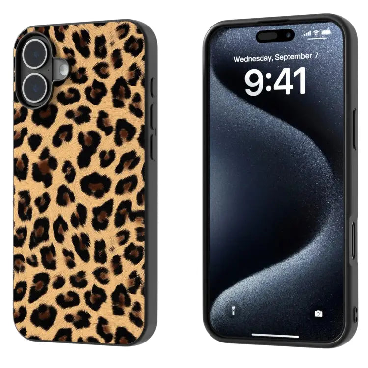 Black Frame Leopard Phone Case For iPhone 16 Plus For iPhone 16 - For iPhone 16 Plus / Leopard Print - Apple Accessories