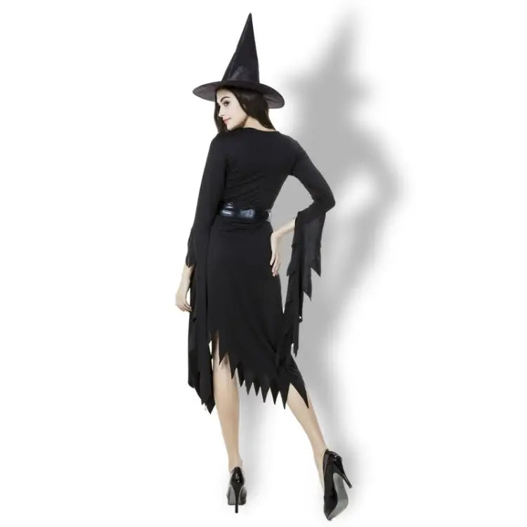 Black Irregular Long Skirt Exit Halloween Costume Cosplay Show Witchcraft Dress M Chest: 88cm Waistline: 72cm Skirt
