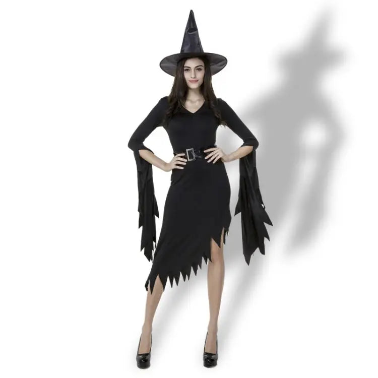 Black Irregular Long Skirt Exit Halloween Costume Cosplay Show Witchcraft Dress M Chest: 88cm Waistline: 72cm Skirt