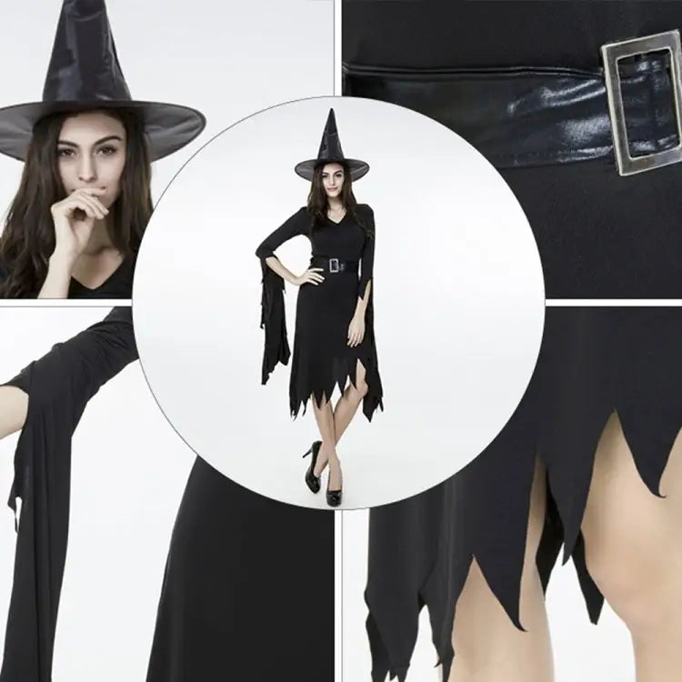 Black Irregular Long Skirt Exit Halloween Costume Cosplay Show Witchcraft Dress M Chest: 88cm Waistline: 72cm Skirt