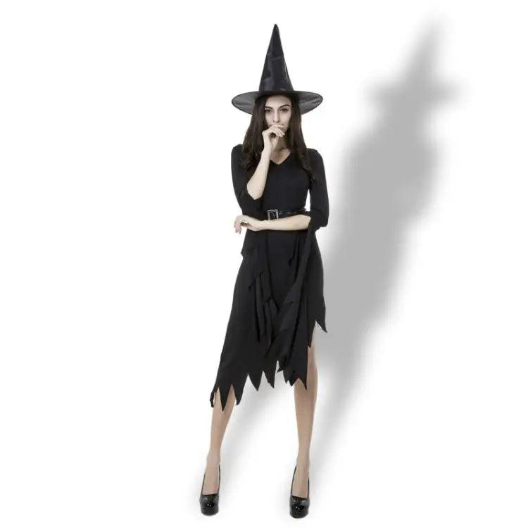 Black Irregular Long Skirt Exit Halloween Costume Cosplay Show Witchcraft Dress M Chest: 88cm Waistline: 72cm Skirt