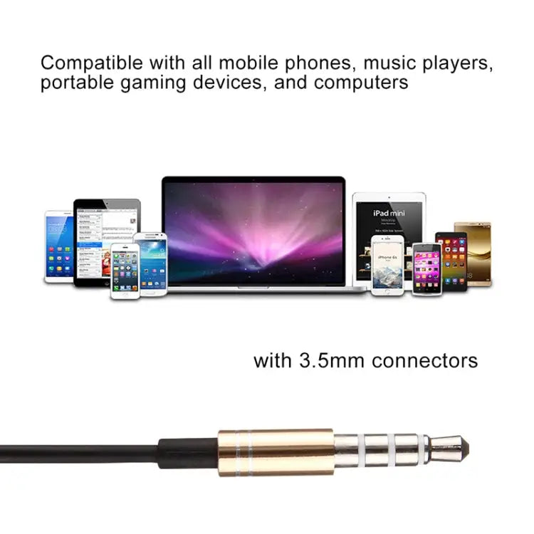Black Wire Body 3.5mm In-Ear Earphone with Line Control & Mic for iPhone Galaxy Huawei Xiaomi LG HTC and Other Smart