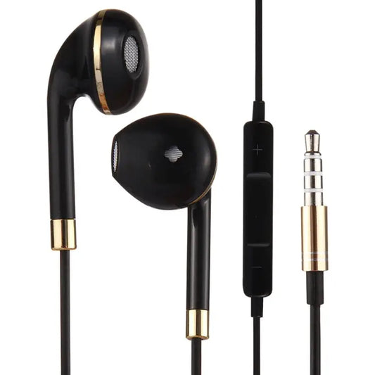 Black Wire Body 3.5mm In-Ear Earphone with Line Control & Mic for iPhone Galaxy Huawei Xiaomi LG HTC and Other Smart