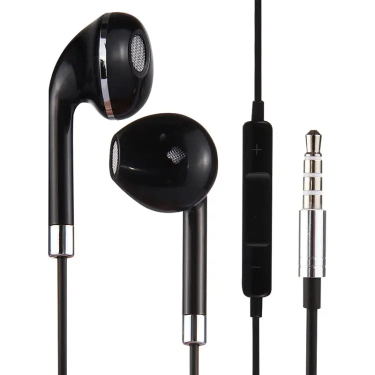 Black Wire Body 3.5mm In-Ear Earphone with Line Control & Mic for iPhone Galaxy Huawei Xiaomi LG HTC and Other Smart