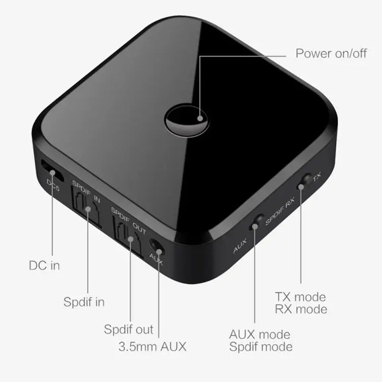 Bluetooth 5.0 Ffiber Optic Bluetooth Receiver CSR8670 Bluetooth Transmitter 2 in 1 Supports APTX black - black - Apple