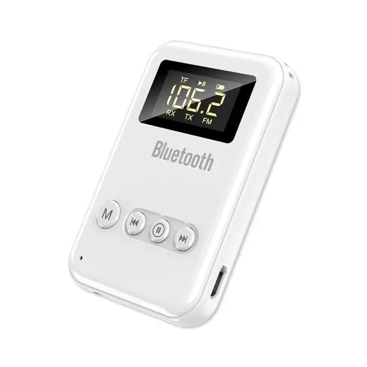Bluetooth 5.0 Receiver Transmitter 2 in 1 Adapter Computer Speaker Car FM - White