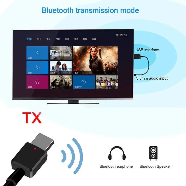 Bluetooth5.0 Audio Receiver USB Bluetooth Adapter Bluetooth Transmitter Support Win8/10 ZF169 - ZF169