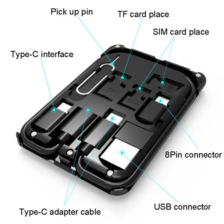 BM3016C 15W Wireless Charger Data Cable Organizer With Adapter Folding Phone Stand BM3016C Black - BM3016C Black