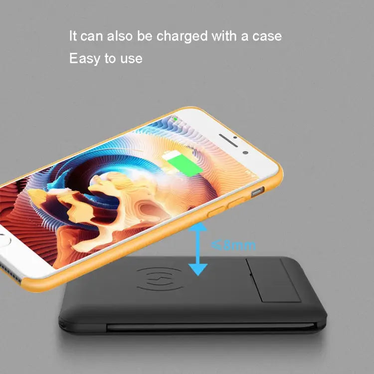 BM3016C 15W Wireless Charger Data Cable Organizer With Adapter Folding Phone Stand BM3016C Black - BM3016C Black
