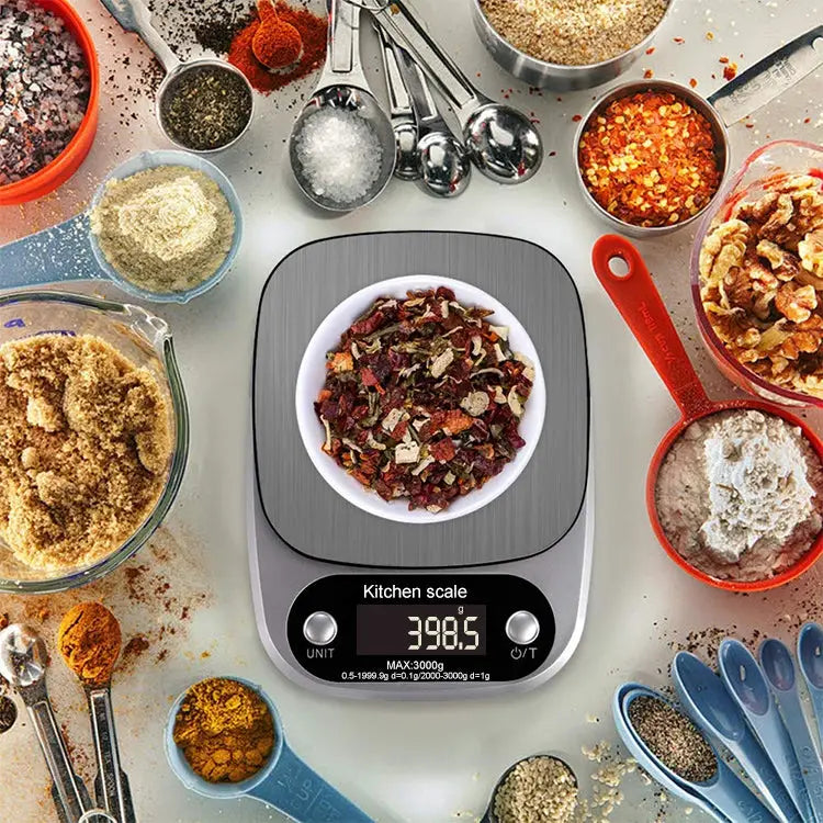 BOH-C305 Kitchen Stainless Steel LCD Electronic Scale Specification: 3kg/0.1g - 3kg/0.1g