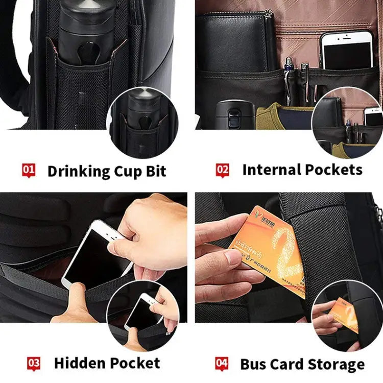 Bopai 751-006431 Business Waterproof Anti-theft Large Capacity Double Shoulder Bag,with USB Charging Port Size: