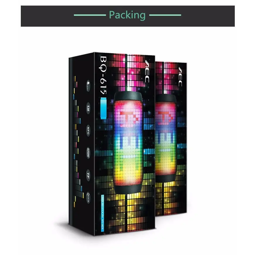 BQ615 PRO Colorful LED Wireless HiFi Stereo Speaker Combines Bluetooth + TF card player + FM radio + AUX + NFC - BQ615