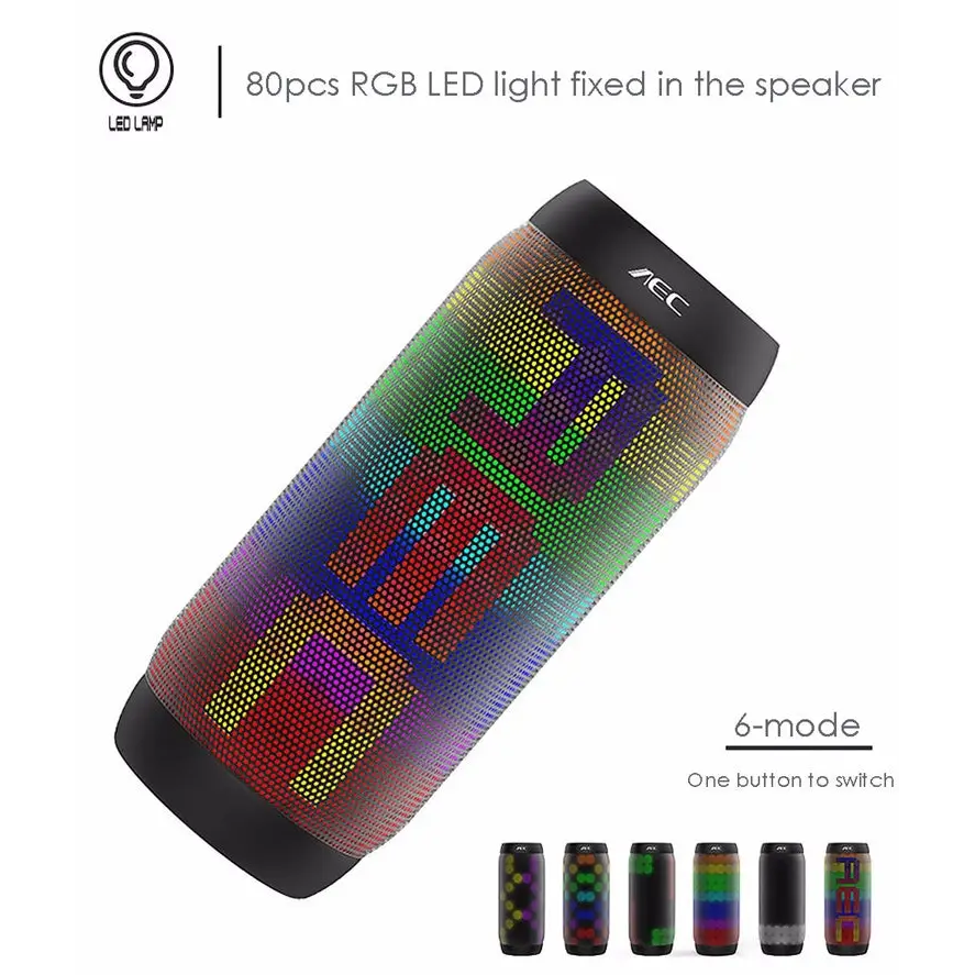 BQ615 PRO Colorful LED Wireless HiFi Stereo Speaker Combines Bluetooth + TF card player + FM radio + AUX + NFC - BQ615
