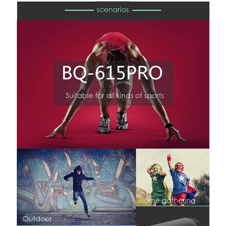 BQ615 PRO Colorful LED Wireless HiFi Stereo Speaker Combines Bluetooth + TF card player + FM radio + AUX + NFC - BQ615