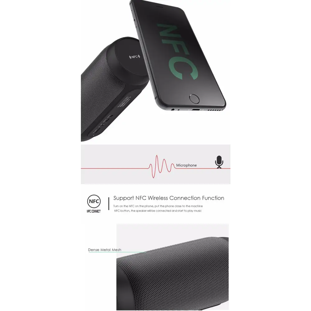 BQ615 PRO Colorful LED Wireless HiFi Stereo Speaker Combines Bluetooth + TF card player + FM radio + AUX + NFC - BQ615