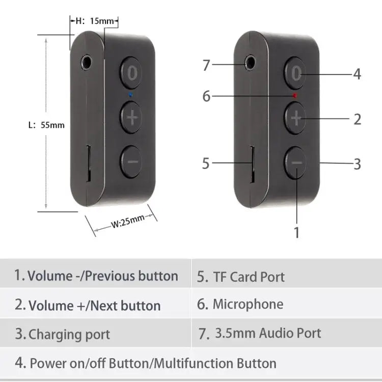 BR03 Card Car Bluetooth 5.0 Receiver Speaker Music Wireless Audio Receiver Bluetooth Hands-free Call - Apple Accessories
