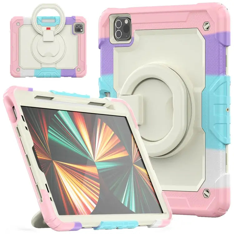 Bracelet Holder Silicone + PC Tablet Case For iPad Pro 11 - For iPad Pro 11 / Colorful Pink - Apple Accessories