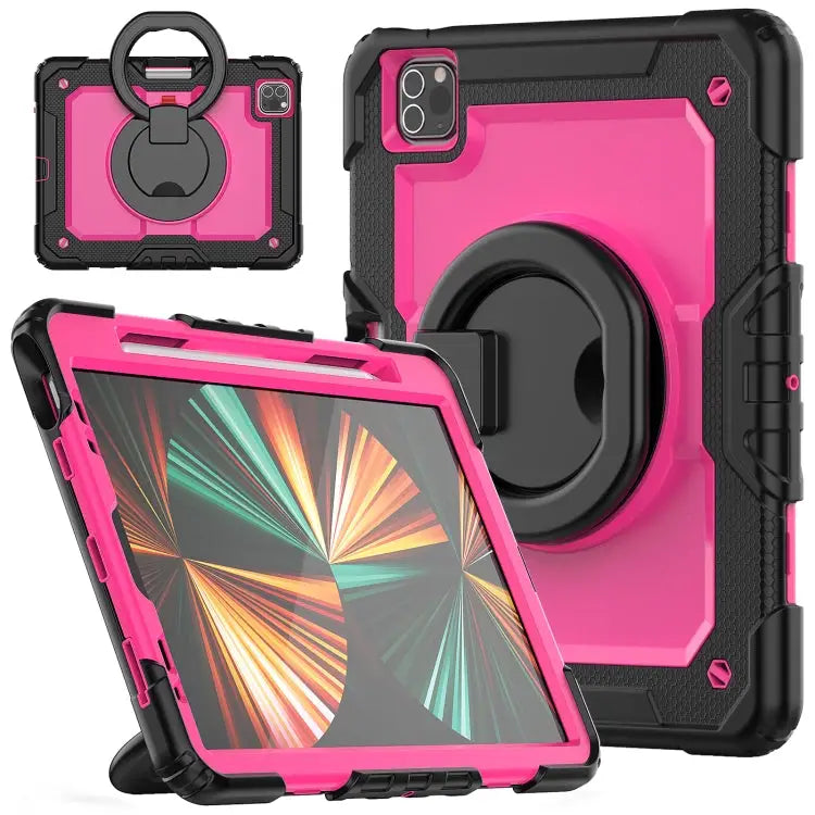Bracelet Holder Silicone + PC Tablet Case For iPad Pro 11 - For iPad Pro 11 / Rose Red - Apple Accessories