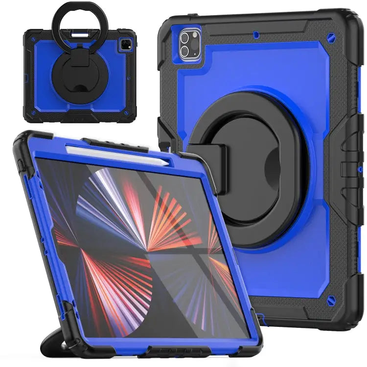 Bracelet Holder Silicone + PC Tablet Case For iPad Pro 12.9 2021 - For iPad Pro 12.9 2021 / Dark Blue - Apple