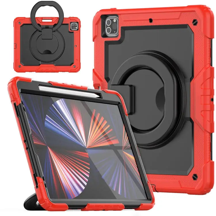 Bracelet Holder Silicone + PC Tablet Case For iPad Pro 12.9 2021 - For iPad Pro 12.9 2021 / Red - Apple Accessories