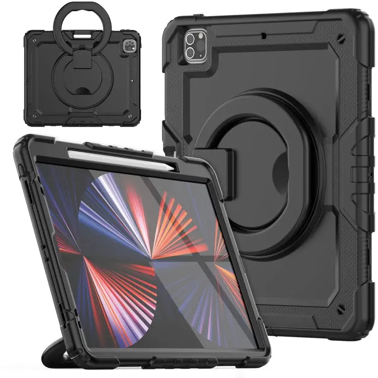 Bracelet Holder Silicone + PC Tablet Case For iPad Pro 12.9 2021 - For iPad Pro 12.9 2021 / Black - Apple Accessories