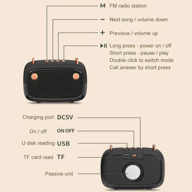 BS32D Wireless Bluetooth Speaker Cartoon Subwoofer Outdoor Card Portable Mini Speaker Blue Black Silver Gray Orange