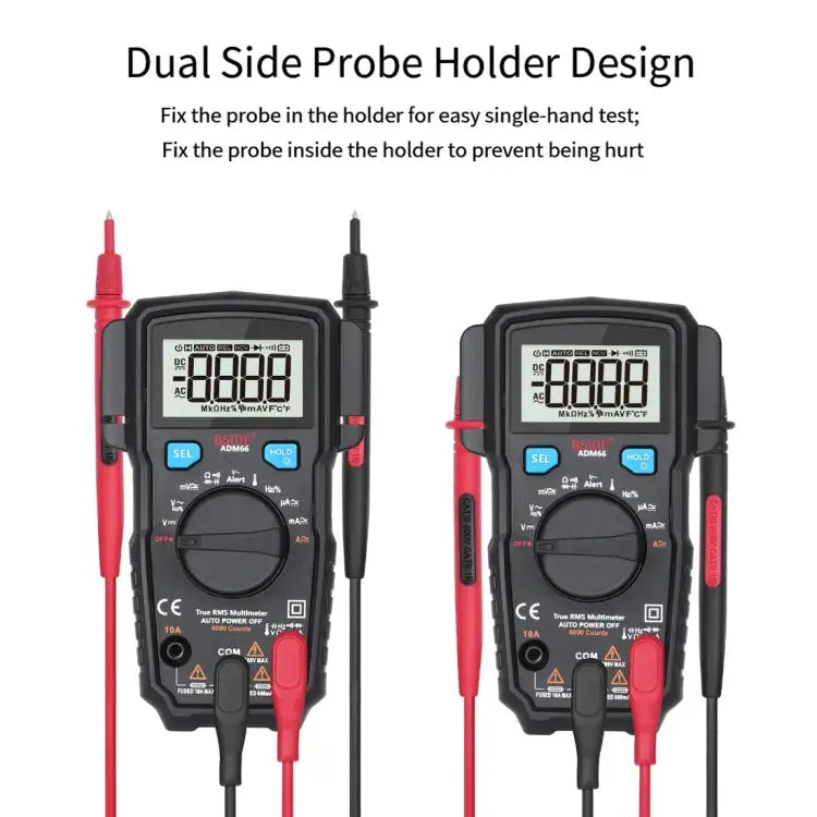 BSIDE ADM66 Handheld Household 6000 Count AC / DC Current Voltage Capacitor Automatic Range Multimeter with LCD