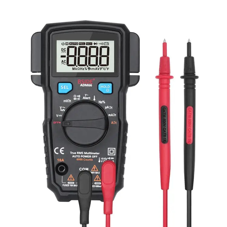 BSIDE ADM66 Handheld Household 6000 Count AC / DC Current Voltage Capacitor Automatic Range Multimeter with LCD