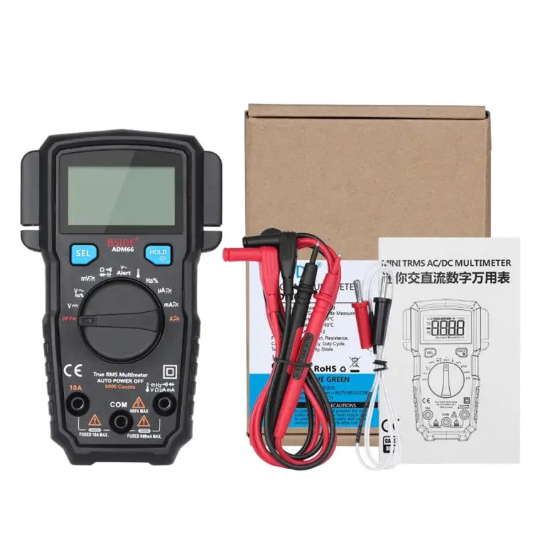 BSIDE ADM66 Handheld Household 6000 Count AC / DC Current Voltage Capacitor Automatic Range Multimeter with LCD
