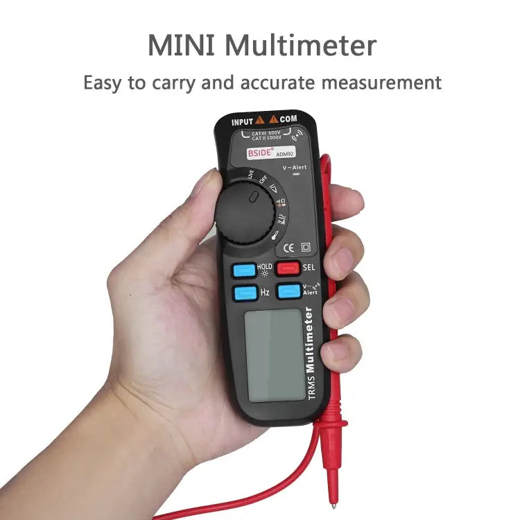 BSIDE ADM92 Handheld True RMS Digital Multimeter Auto Range 6000 Counts TRMS Tester with Live Wire Check Temp NCV Hz