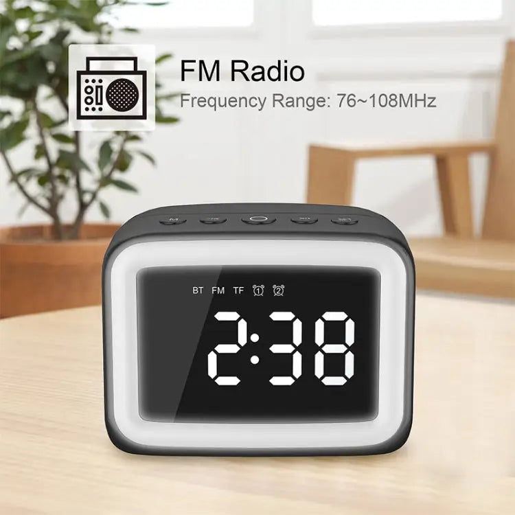 BT-511 Mini LED HD Mirror Bluetooth Speaker Support 32GB TF Card & 3.5mm AUX & Dual Alarm Clock & Real-time Temperature