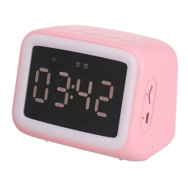 BT-511 Mini LED HD Mirror Bluetooth Speaker Support 32GB TF Card & 3.5mm AUX & Dual Alarm Clock & Real-time Temperature
