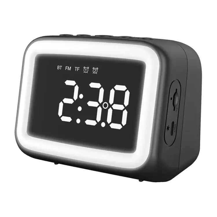 BT-511 Mini LED HD Mirror Bluetooth Speaker Support 32GB TF Card & 3.5mm AUX & Dual Alarm Clock & Real-time Temperature
