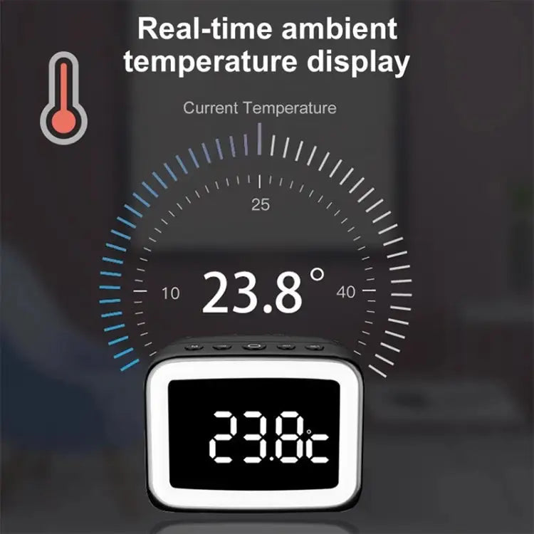 BT-511 Mini LED HD Mirror Bluetooth Speaker Support 32GB TF Card & 3.5mm AUX & Dual Alarm Clock & Real-time Temperature