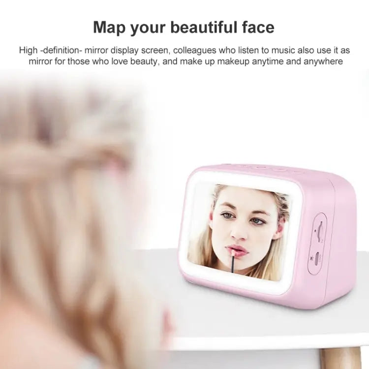 BT-511 Mini LED HD Mirror Bluetooth Speaker Support 32GB TF Card & 3.5mm AUX & Dual Alarm Clock & Real-time Temperature