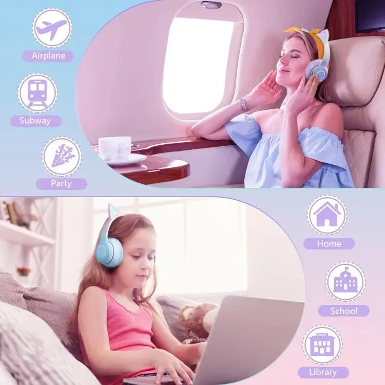 BT029C RGB Dual Modes Cat Ear Wireless Bluetooth Headphone - Apple Accessories