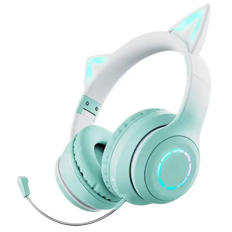 BT029C RGB Dual Modes Cat Ear Wireless Bluetooth Headphone - Green - Apple Accessories