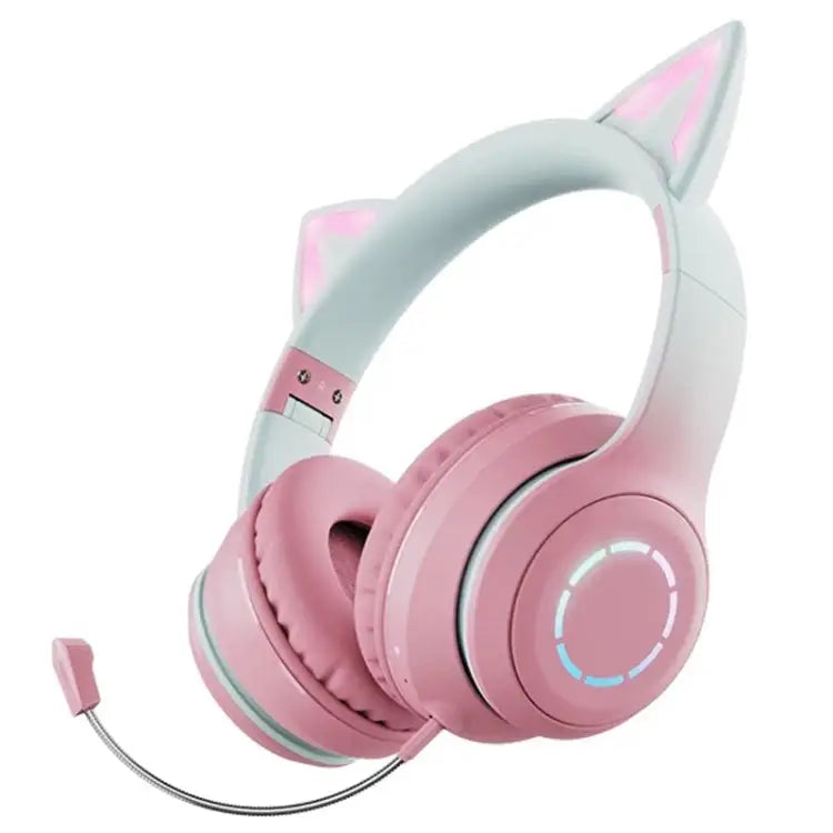 BT029C RGB Dual Modes Cat Ear Wireless Bluetooth Headphone - Pink - Apple Accessories
