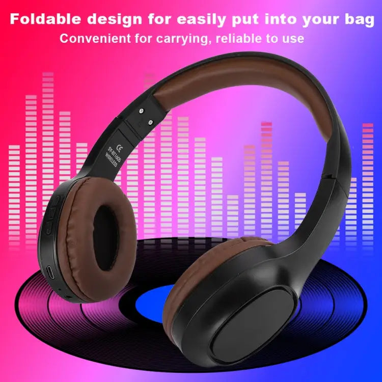 BT1605 Head-mounted Foldable Stereo Bluetooth Wireless Headset Bluetooth 5.0 with Microphone 3.5mm Audio Jack