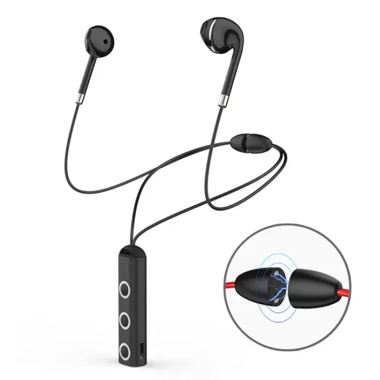 BT313 Magnetic Earbuds Sport Wireless Headphone Handsfree bluetooth HD Stereo Bass Headsets with Mic - Black - Apple