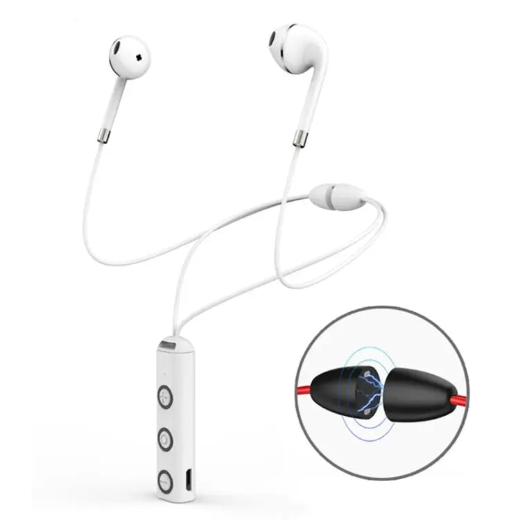 BT313 Magnetic Earbuds Sport Wireless Headphone Handsfree bluetooth HD Stereo Bass Headsets with Mic - White - Apple