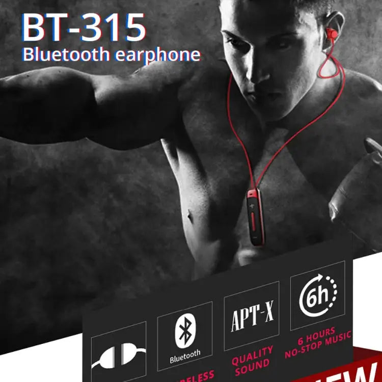 BT315 Sport Bluetooth Headset Wireless Stereo Earphone Bluetooth 4.1 Earpiece With Mic Sport Bass Magnetic Necklace